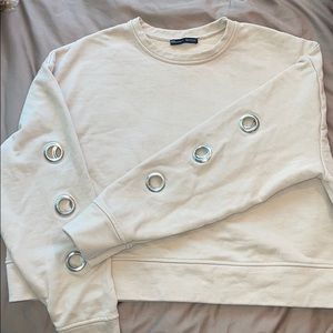 Zara cropped sweater with accent sleeves